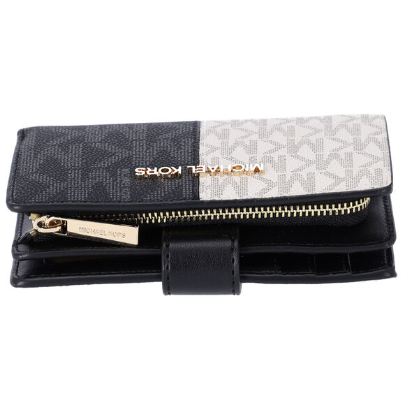 Michael Kors Jet Set Travel Medium Bifold Zip Coin ID Card Wallet Black Multi - Picture 4 of 6